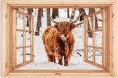 Poster 30x20 cm - Highland écossais - Hiver - Paysage - Nature - Animaux - Perspective - Posters - Décoration de chambre - Décoration murale salon - Décoration murale chambre à coucher