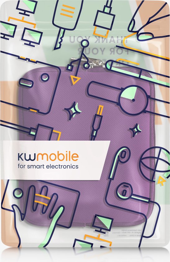 kwmobile Neoprene e-Reader Pouch Size 6,8-7" eReader - Universal eBook Sleeve Case with Zipper - Violet van Merkloos — afbeelding 3