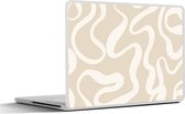 Laptop sticker - 14 inch - Lijnen - Abstract - Beige - Wit - Minimalistisch - 32x5x23x5cm - Laptopstickers - Laptop skin - Cover