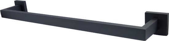 Porte-serviettes noir carré avec fixation des deux côtés.