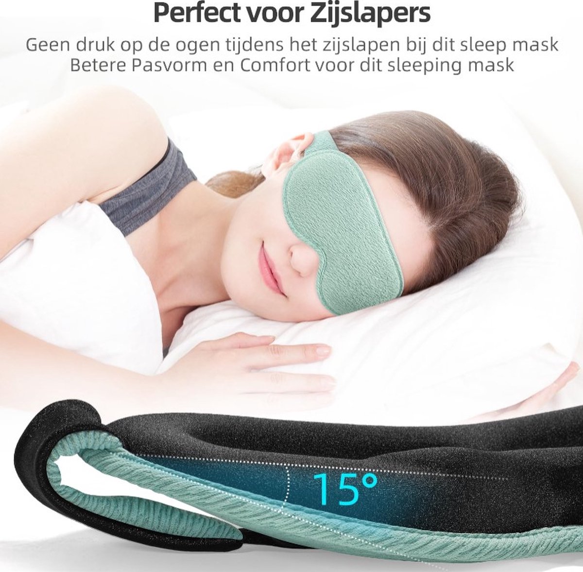 Dutchers.® Innovatief Slaapmasker - Volledig Verduisterend - 3D Oogmasker - Goed Aansluitend - Groen