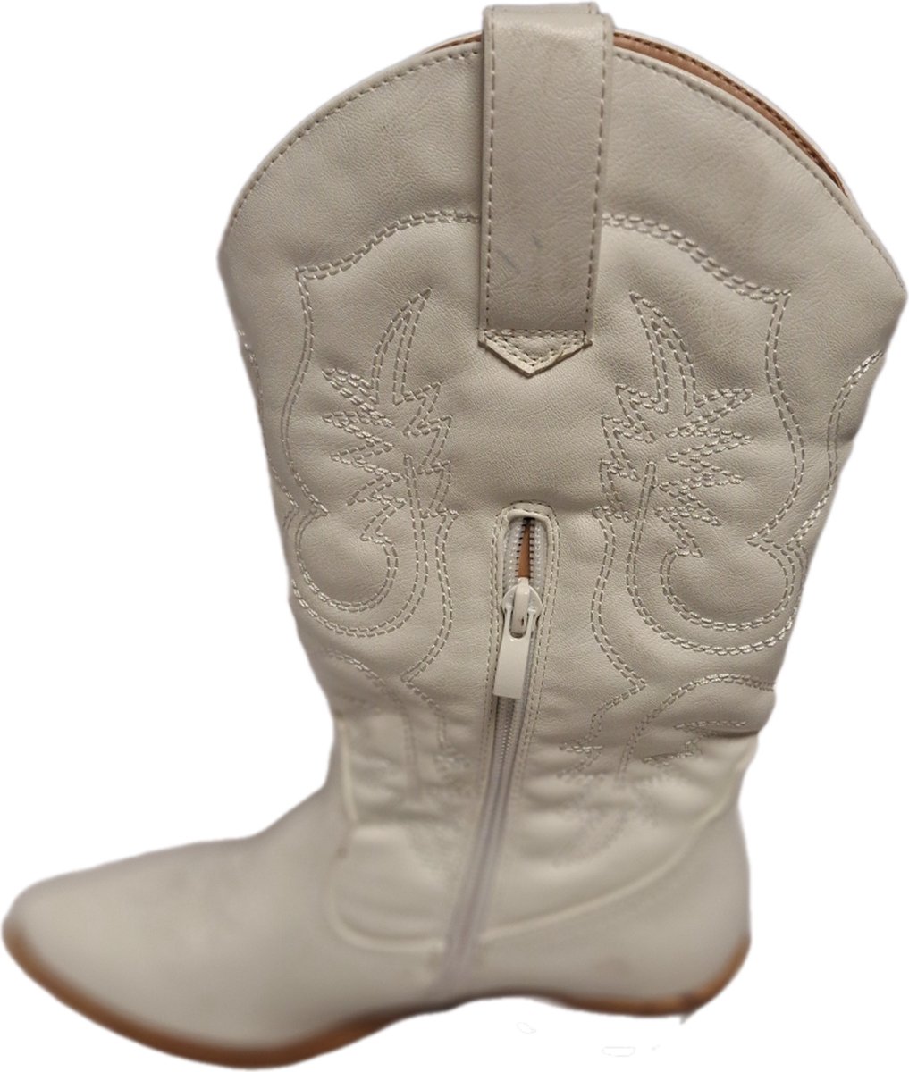 RUON- COWBOY BOOTS-WHITE- LEDERLOOK-38
