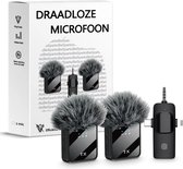 Bol.com BeSparkz 2 in 1 Draadloze Microfoon - Geschikt voor Jack 3.5mm USB-C en Lightning - Microfoon iPhone - Dasspeld Microfoo... aanbieding