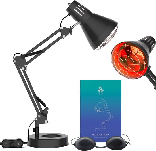 FLEXIE® Infralux 150 – Infraroodlamp met Warmtelamp - Rood Lichttherapie voor Gewrichten/Spieren/Pijn/Huid – Red Light Therapy – 150Watt