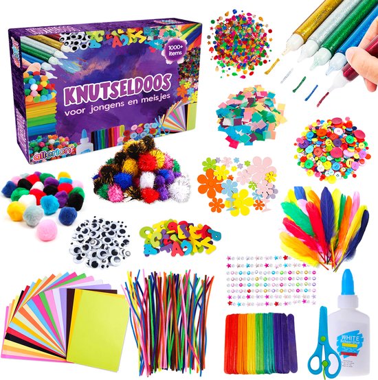 Allerion Knutseldoos – 1000+ onderdelen (inclusief instructieboekje met voorbeelden) – Voor Jongens en Meisjes – Creatief Speelgoed – Knutselen