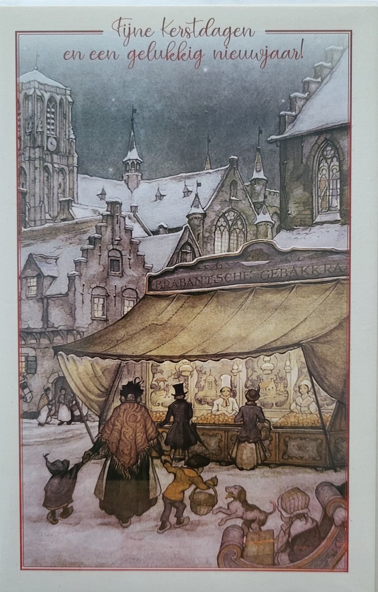 8 Kerstkaarten Anton Pieck - 8 kaarten met enveloppen Brabantsche gebakkraam