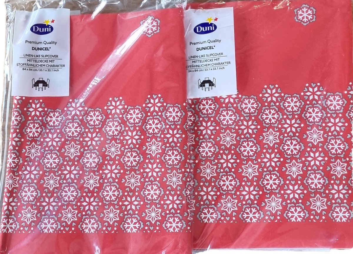 2 x Tafelkleed/ Tafellaken Kerstmis 84x 84 cm Duni,
