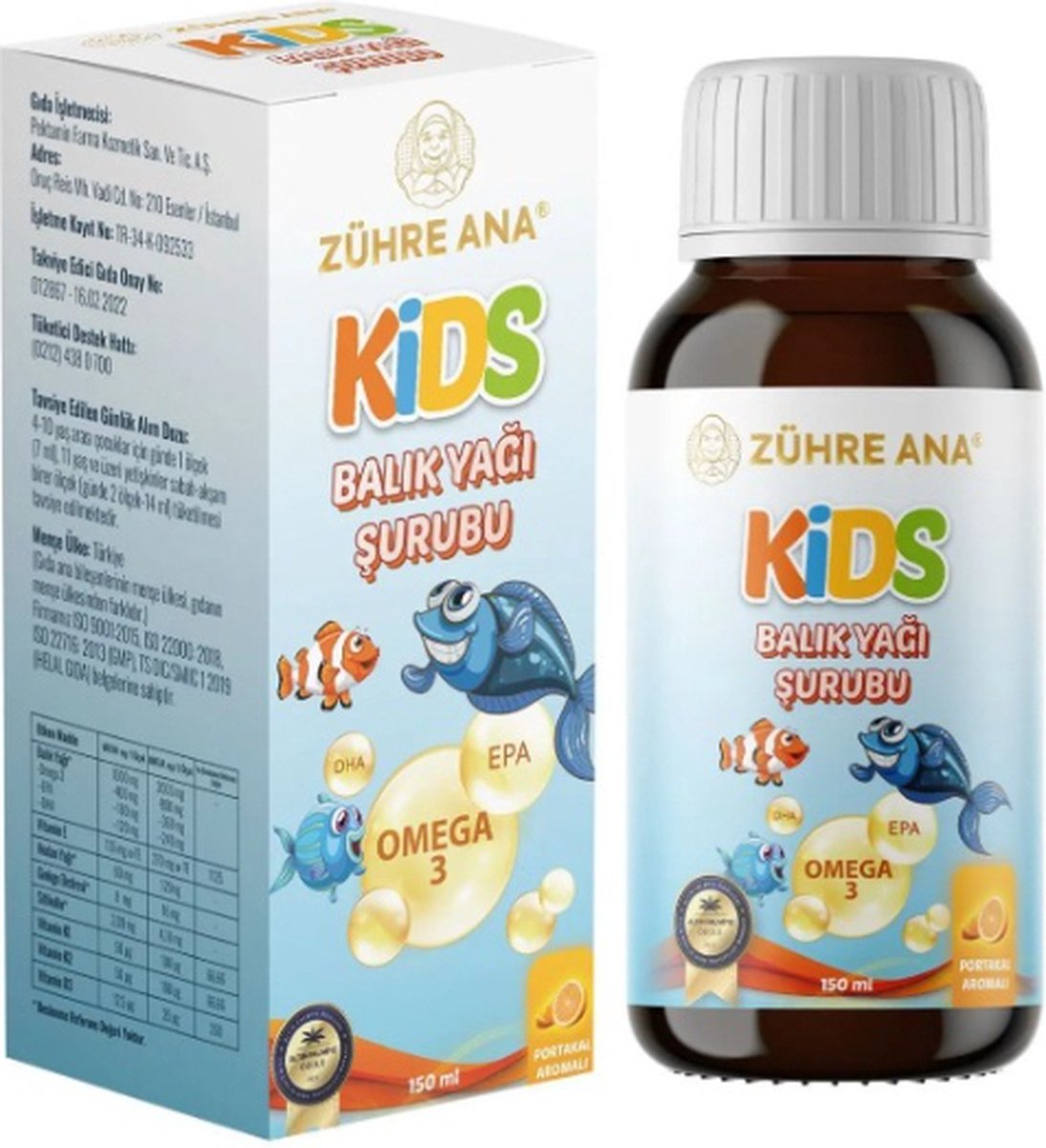 Goedkoopste Zühre Ana - Kids Omega 3 visoliesiroop 150 (ml.)| Met vitamineadditieven en sinaasappel | Balık Yağı Şurubu |