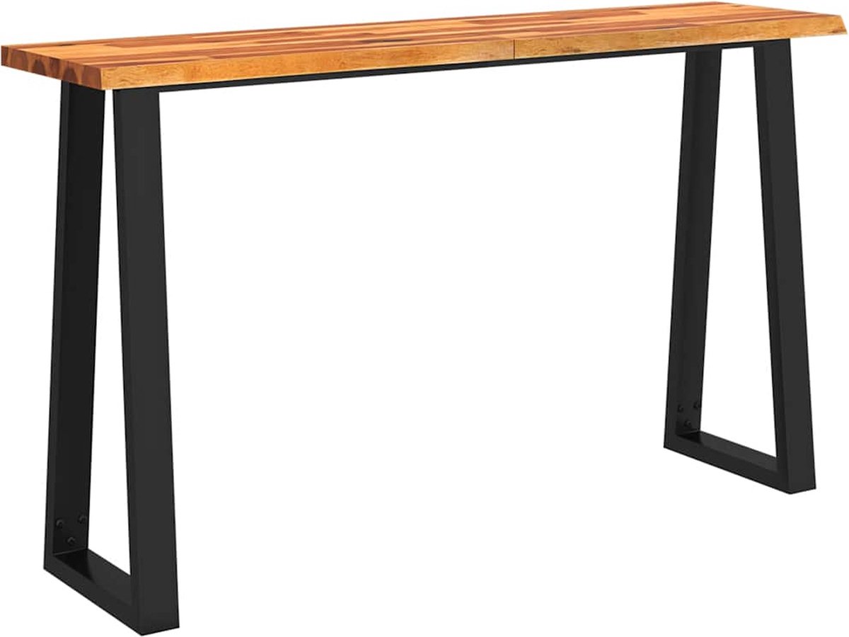 vidaXL Wandtafel - met - natuurlijke - rand - 140x40x80 - cm - massief - acaciahout Bruin