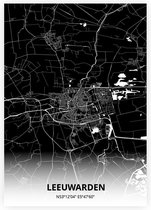 Leeuwarden plattegrond - A3 poster - Zwarte stijl