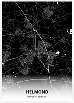 Helmond plattegrond - A4 poster - Zwarte stijl