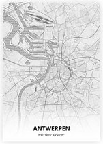 Antwerpen plattegrond - A4 poster - Tekening stijl