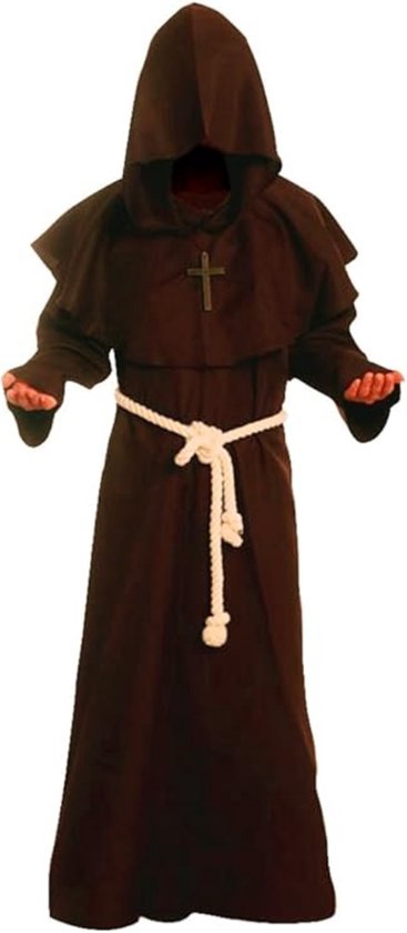 Monnik kostuum - met touw en kruis - habijt - Carnavals outfit - Priester kostuum - Pater kostuum - vrijgezellen feest kleding