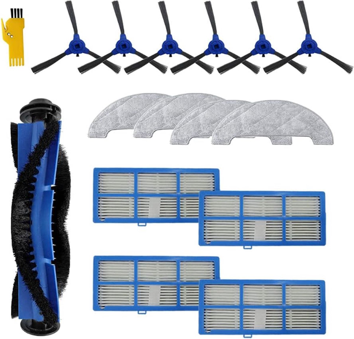 Vervangende Accessoires Kit voor Proscenic 850T Robot Stofzuiger 15 Packs met Hoofdborstel & Filter & Zijborstel & Dweildoek