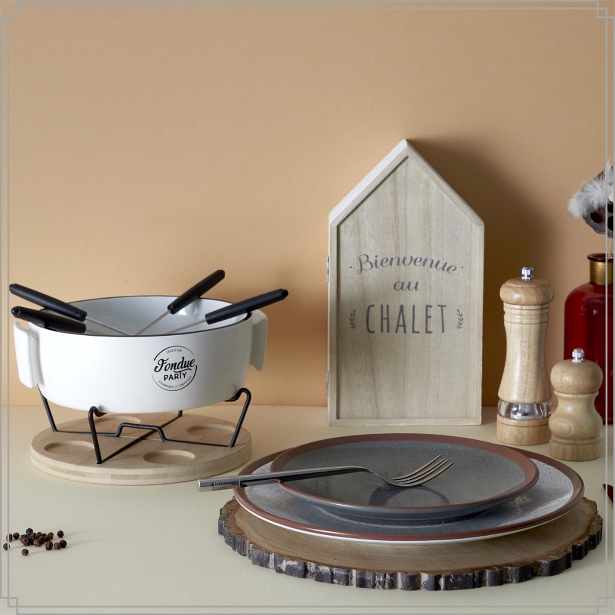 OTIX Kaasfondue set - fonduepannen met brander - 4 personen - Fondueset - met vorkjes - Chocolade - Fondue – foto 5
