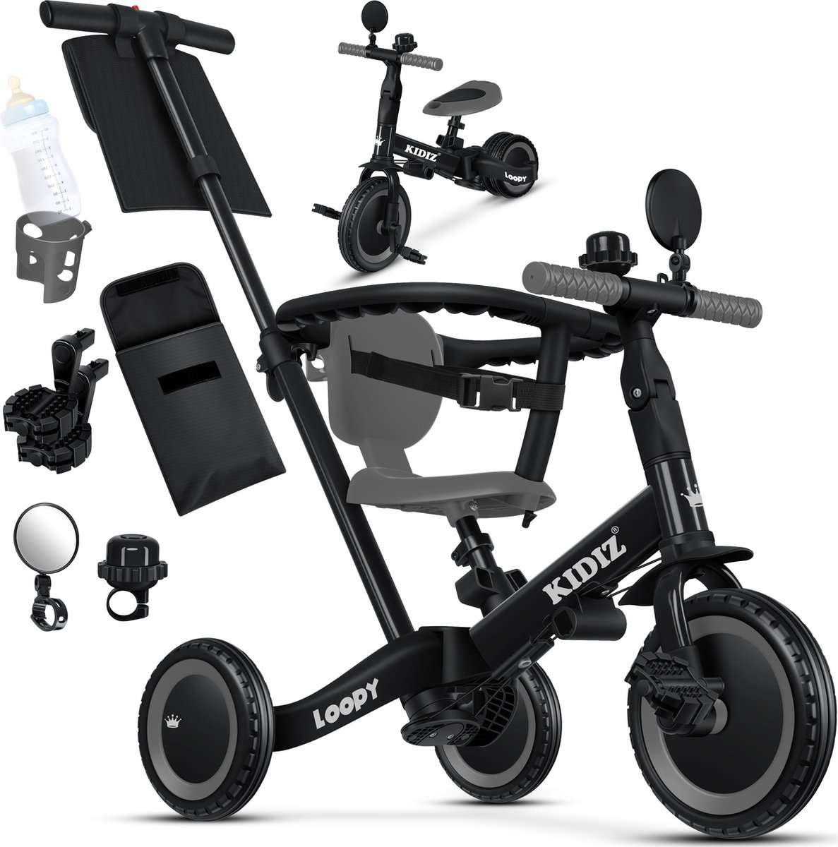 KIDIZ® Loopfiets 6in1 voor Jongens en Meisjes van 1 tot 5 jaar - Driewieler voor Kinderen tot 25 kg Kinderfiets -