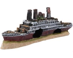 Aquarium Decoratie - Verzonken Titanic Wrak Boot - Schip Wreck Ornamenten voor Aquarium - Realistische Zeescheepsdecoratie - Onderwater Themapark