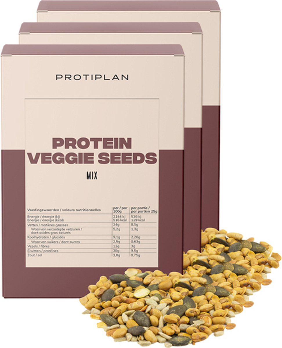 Protiplan - Vegan Geroosterde Zaden Mix - 3 stuks - 3 x 7 x 25 g - Low carb snack