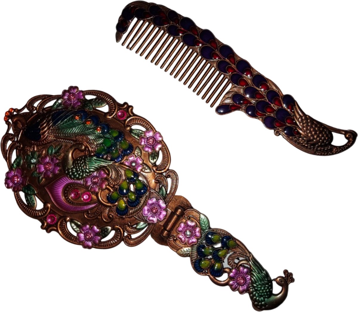 Goedkoopste Vintage spiegel en kam set - antiek - inklapbaar - handspiegel - haaraccessiores - handgemaakt - spiegelset - make-upspiegel - barok - biedermeier - toiletspullen