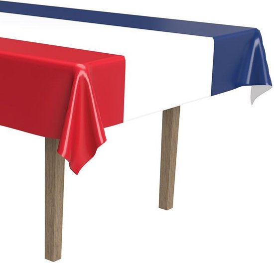 Tafelkleed Frankrijk USA rood wit blauw plastic 2 stuks - Themafeestversiering - USA versiering - Landen versiering - Landen decoraties
