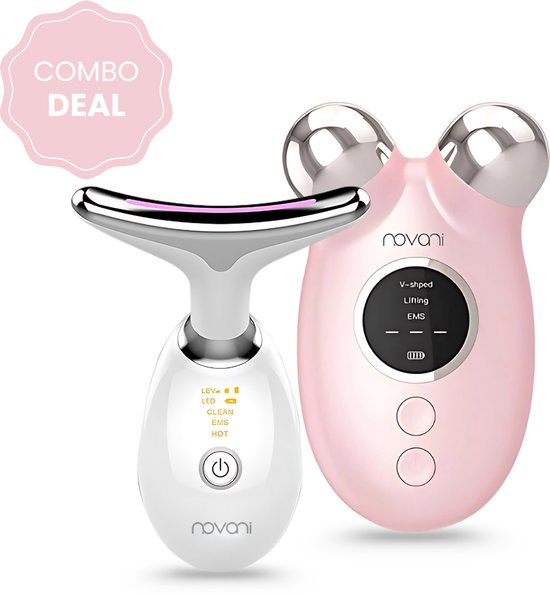 Novani 2 in 1 Facelifting Microcurrent Pro+ | Anti Ageing | huidverjonging | Gezichtsmassage | Huidverjongingsapparaat | Facelift apparaat | Anti rimpel - LED Behandeling