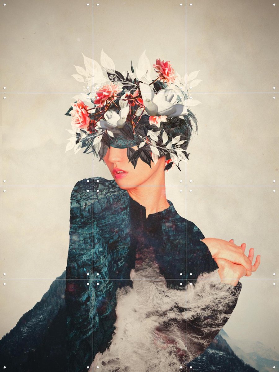 IXXI Kumiko, Frank Moth - 60 x 80 cm - Gratis ophangtool - Grote wanddecoratie en posters - Vintage, Digitale Kunst, Collage, Slaapkamer, Woonkamer
