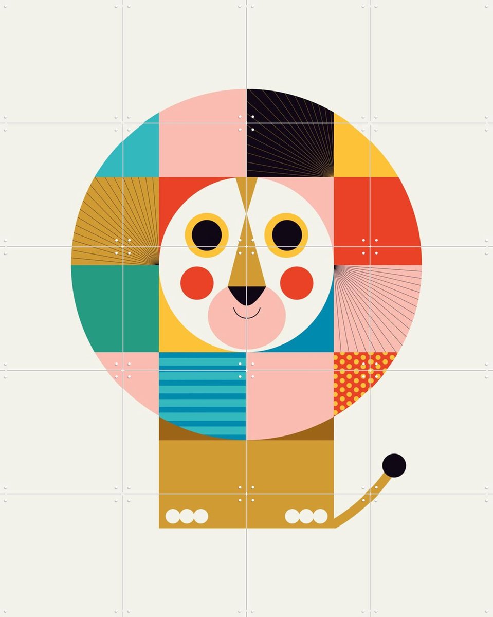 IXXI Lion, Ingela P. Arrhenius - 80 x 100 cm - Gratis ophangtool - Grote wanddecoratie en posters - Geometrische Kunst, Speels, Grafisch Ontwerp
