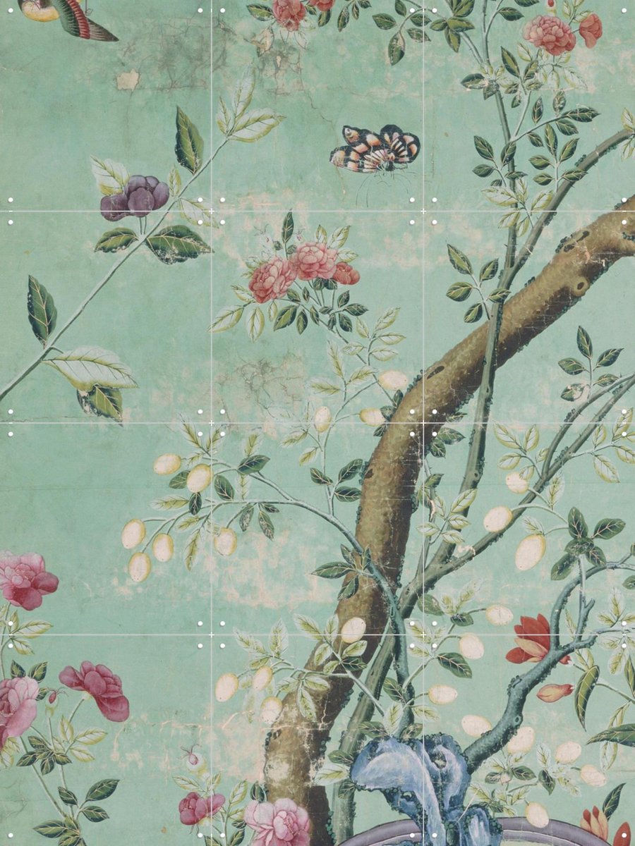 IXXI Panel of a Chinese Wallpaper, Victoria and Albert Museum - 60 x 80 cm - Gratis ophangtool - Grote wanddecoratie en posters - Illustraties