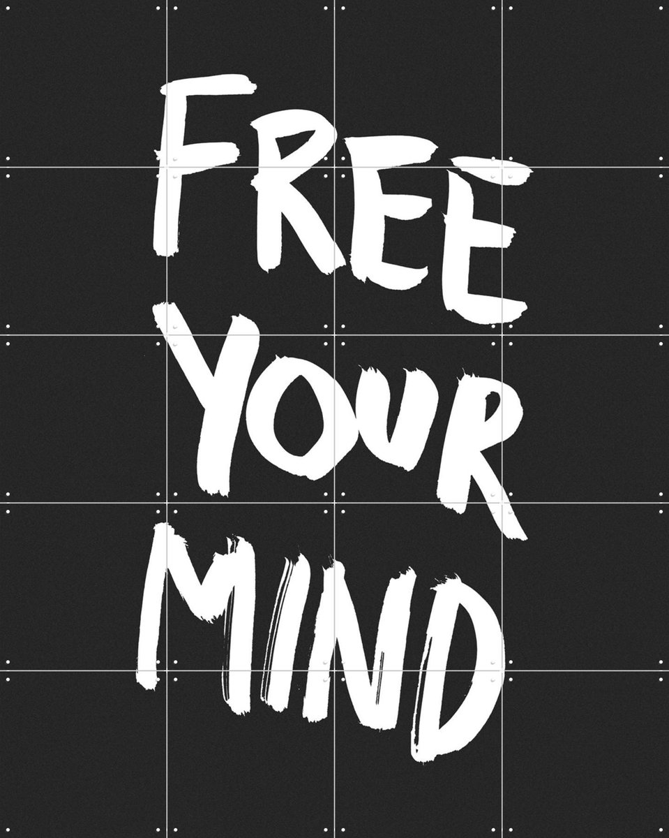IXXI Free your Mind black, Marcus Kraft - 80 x 100 cm - Gratis ophangtool - Grote wanddecoratie en posters - Grafisch Ontwerp, Pop art, Illustraties
