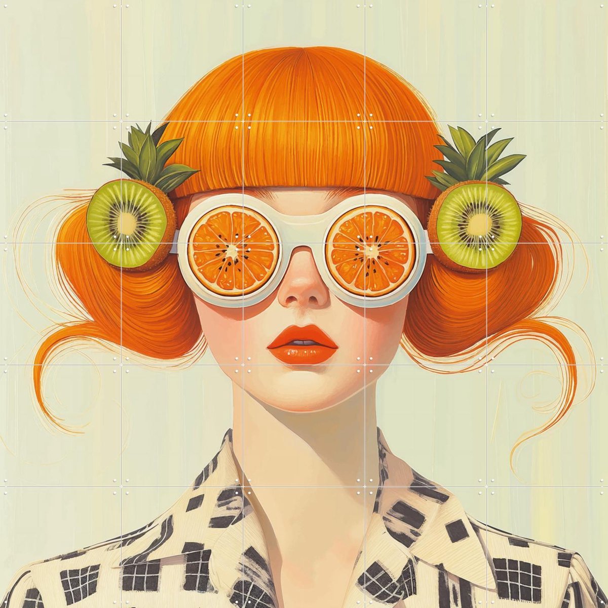 IXXI Tutti Frutti, Mirjam Duizendstra - 100 x 100 cm - Gratis ophangtool - Grote wanddecoratie en posters Woonkamer, Portretten, Fruit