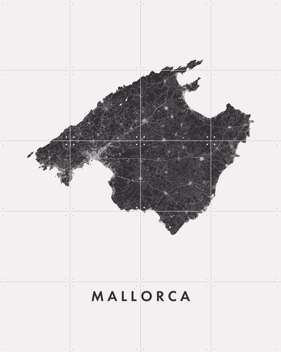 IXXI Mallorca Island Map, Kunst in Kaart - 80 x 100 cm - Gratis ophangtool - Grote wanddecoratie en posters - Line art, Minimalisme, Abstract