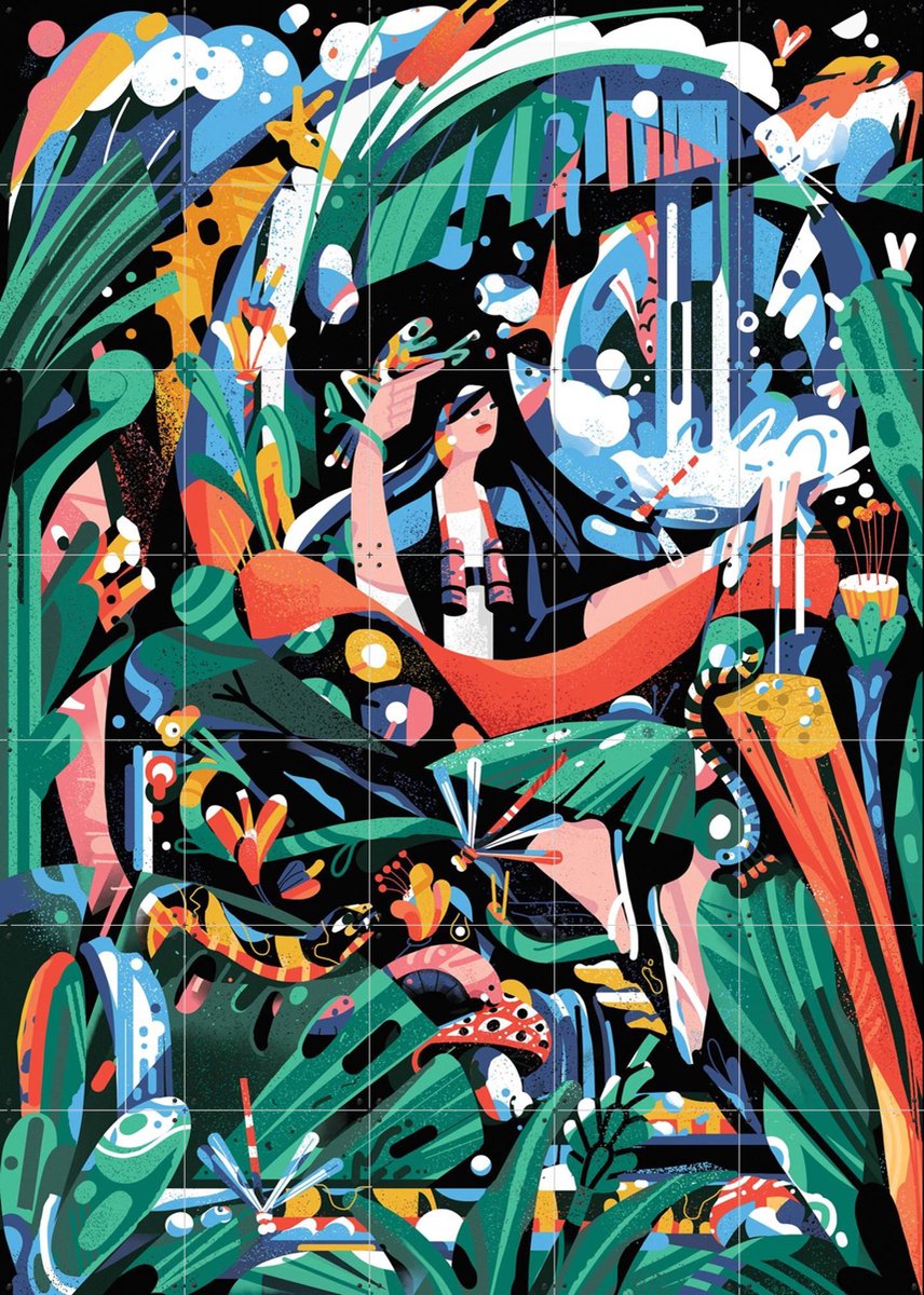 IXXI Jungle 1, Studio Muti - 100 x 140 cm - Gratis ophangtool - Grote wanddecoratie en posters - Kleurrijk, Illustraties, Pop art, Digitale Kunst