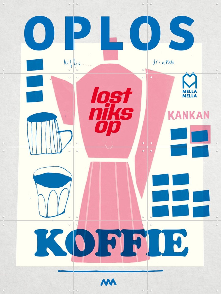 IXXI Oploskoffie, Mella Mella - 60 x 80 cm - Gratis ophangtool - Grote wanddecoratie en posters - Illustraties, Speels, Grafisch Ontwerp, Minimalisme