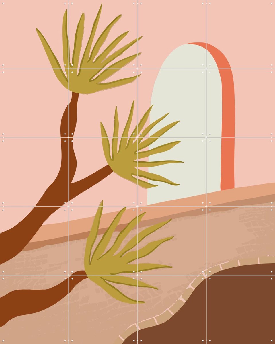 IXXI Plants by the Pool, Palmartprints - 80 x 100 cm - Gratis ophangtool - Grote wanddecoratie en posters - Grafisch Ontwerp, Minimalisme