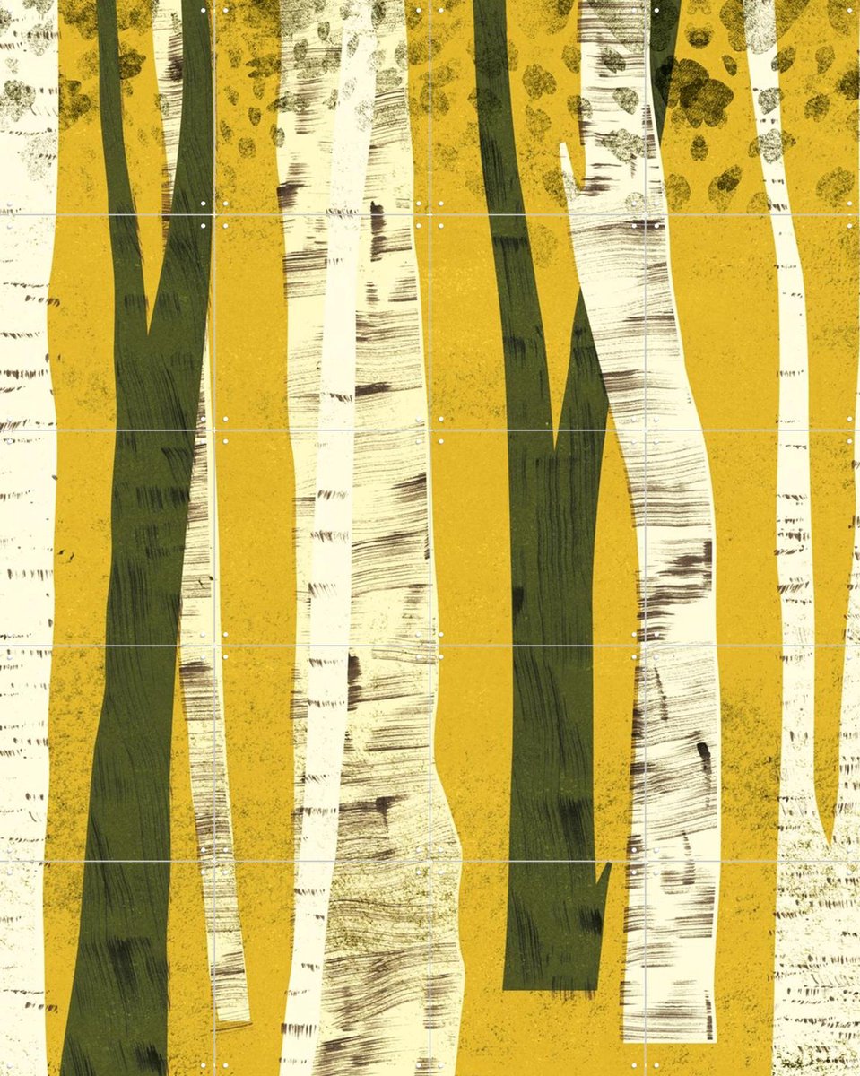 IXXI Forest Ocher, Lotte Dirks - 80 x 100 cm - Gratis ophangtool - Grote wanddecoratie en posters - Grafisch Ontwerp, Kleurrijk, Illustraties