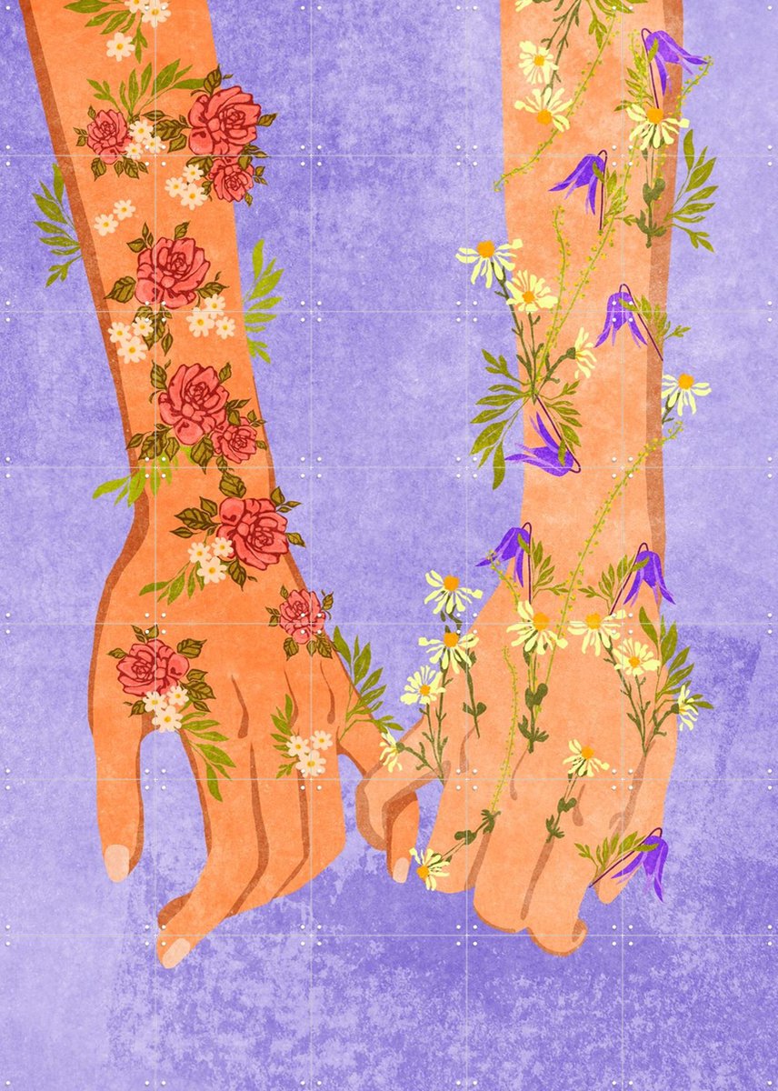 IXXI Holding Hands, Raissa Oltmanns - 100 x 140 cm - Gratis ophangtool - Grote wanddecoratie en posters - Digitale Kunst, Illustraties, Grafisch