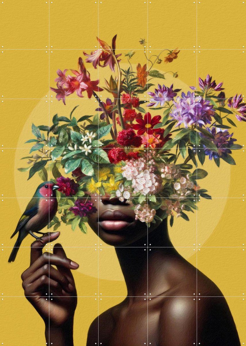 IXXI Birdday Girl, Marja van den Hurk - 100 x 140 cm - Gratis ophangtool - Grote wanddecoratie en posters - Digitale Kunst, Illustraties, Kleurrijk