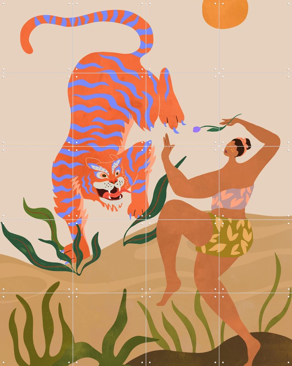 IXXI Dance with me, Arty Guava - 80 x 100 cm - Gratis ophangtool - Grote wanddecoratie en posters - Digitale Kunst, Speels, Illustraties, Cartoonesk