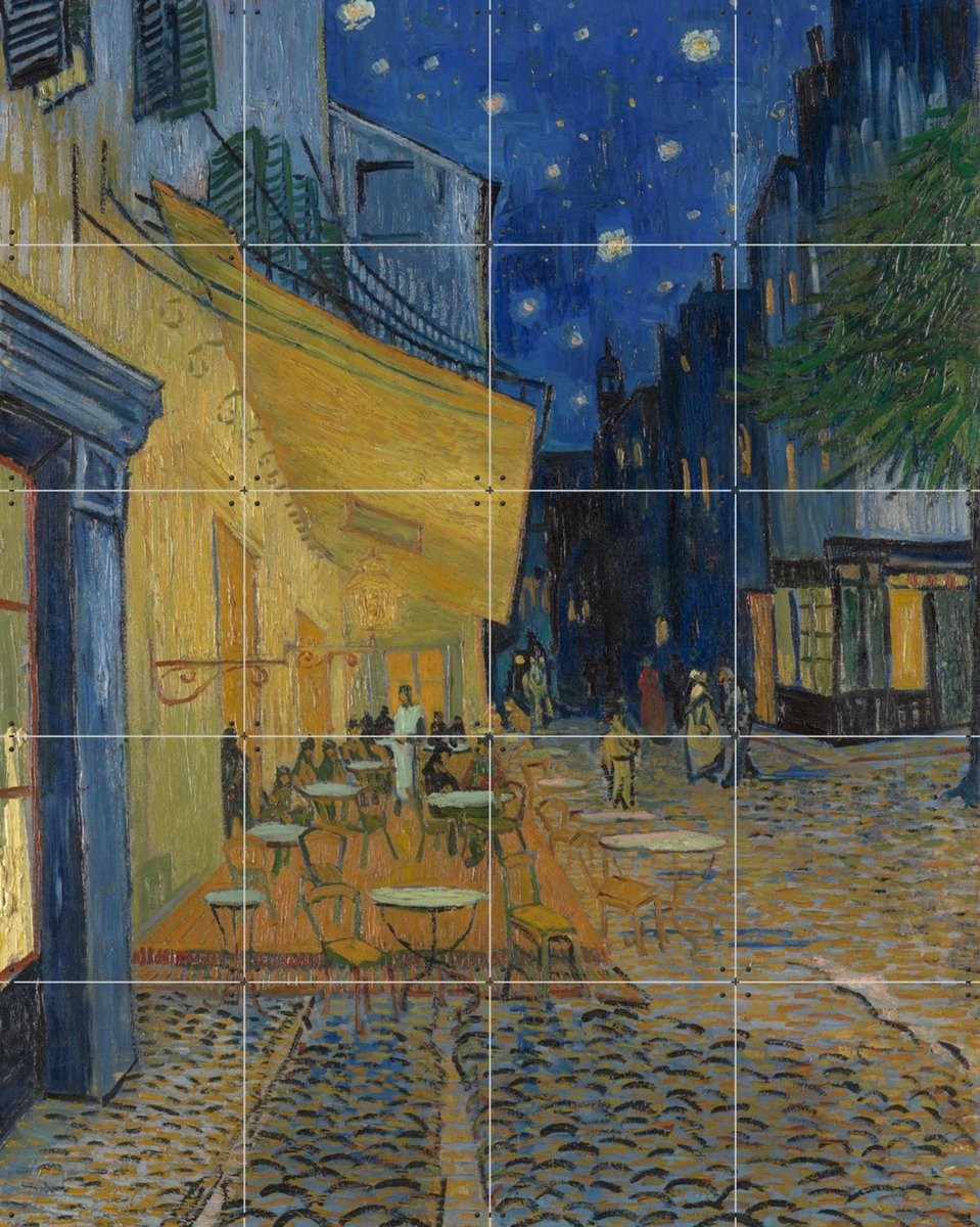 IXXI Caféterras bij nacht, Vincent van Gogh (1853 - 1890) & Kröller-Müller Museum - 80 x 100 cm - Gratis ophangtool - Grote wanddecoratie en posters -