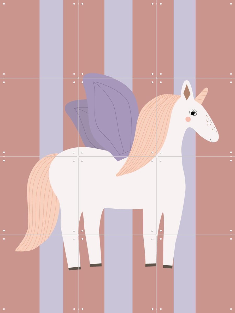 IXXI Winged Unicorn Stripes, Little Otja - 60 x 80 cm - Gratis ophangtool - Grote wanddecoratie en posters Kinderkamer, Babykamer, Kinderen