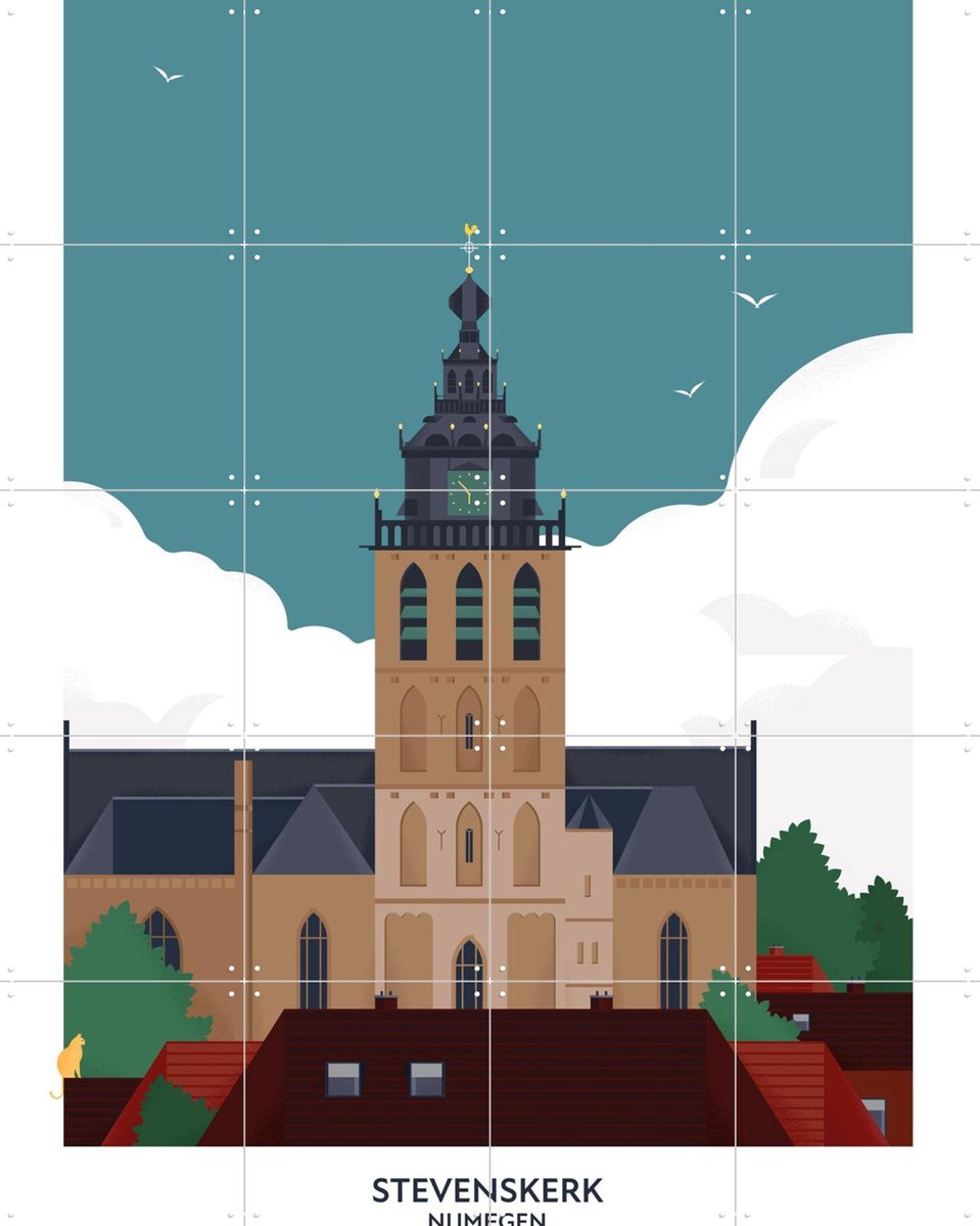 IXXI Stevenskerk, Studio Kars + Boom & Design Podium Nijmegen - 80 x 100 cm - Gratis ophangtool - Grote wanddecoratie en posters - Geometrische Kunst