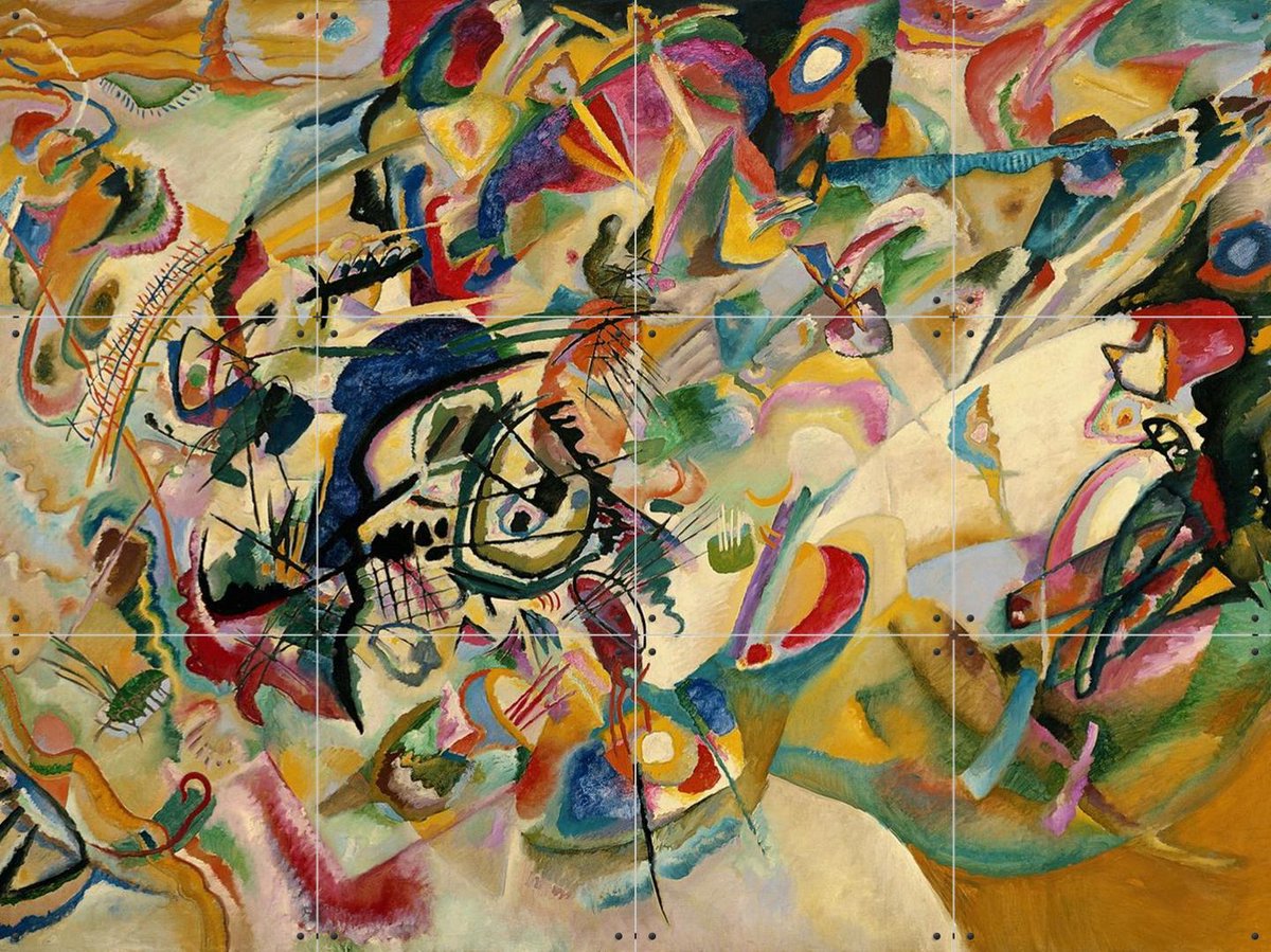 IXXI Composition No. 7, Kandinsky & Bridgeman Images - 80 x 60 cm - Gratis ophangtool - Grote wanddecoratie en posters - Olieverf, Kleurrijk