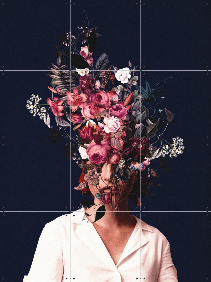 IXXI Rose Memoir, Frank Moth - 60 x 80 cm - Gratis ophangtool - Grote wanddecoratie en posters - Collage, Surrealisme, Digitale Kunst, Slaapkamer