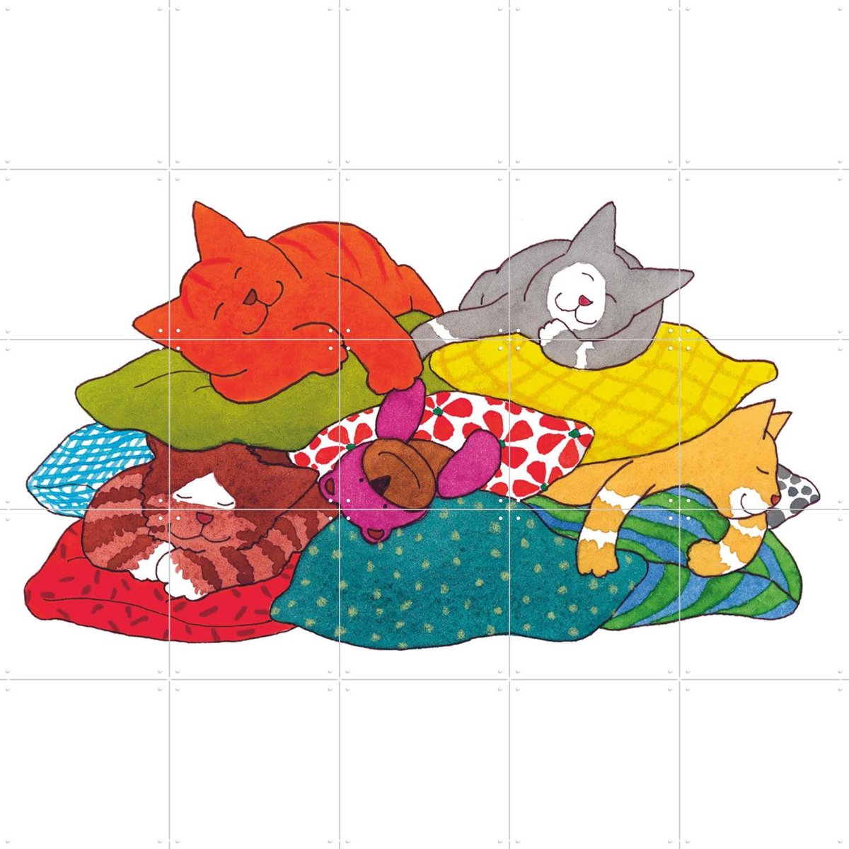 IXXI Dikkie Dik Logeerpartijtje, Dikkie Dik - 100 x 100 cm - Gratis ophangtool - Grote wanddecoratie en posters Kinderkamer, Babykamer, Kinderen, Kat