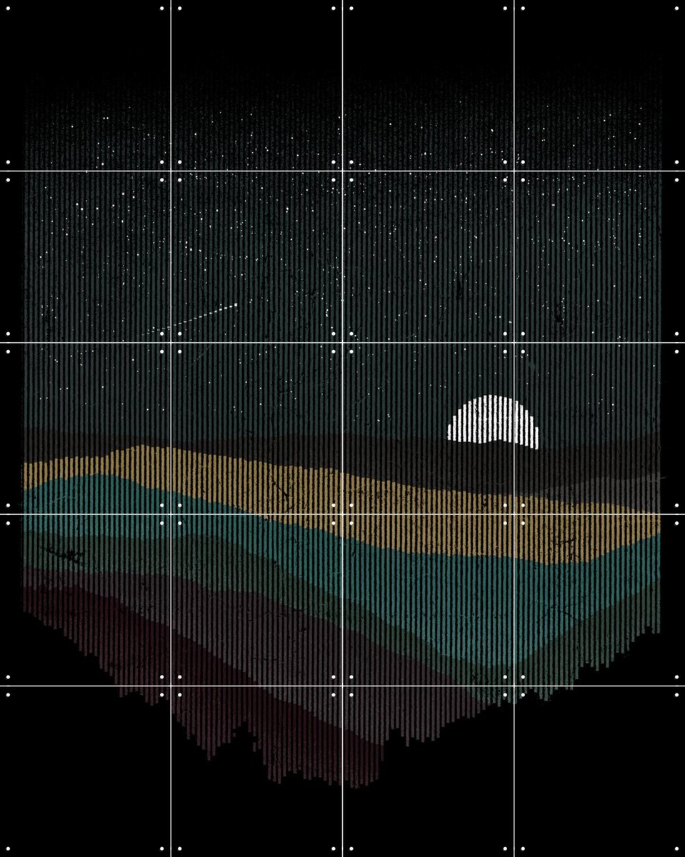 IXXI Moonrise, Florent Bodart - 80 x 100 cm - Gratis ophangtool - Grote wanddecoratie en posters - Illustraties, Digitale Kunst, Minimalisme
