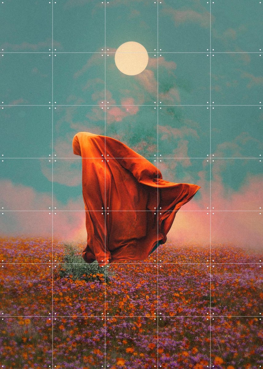 IXXI Fields, Fran Rodriguez - 100 x 140 cm - Gratis ophangtool - Grote wanddecoratie en posters - Surrealisme, Kleurrijk, Digitale Kunst, Slaapkamer