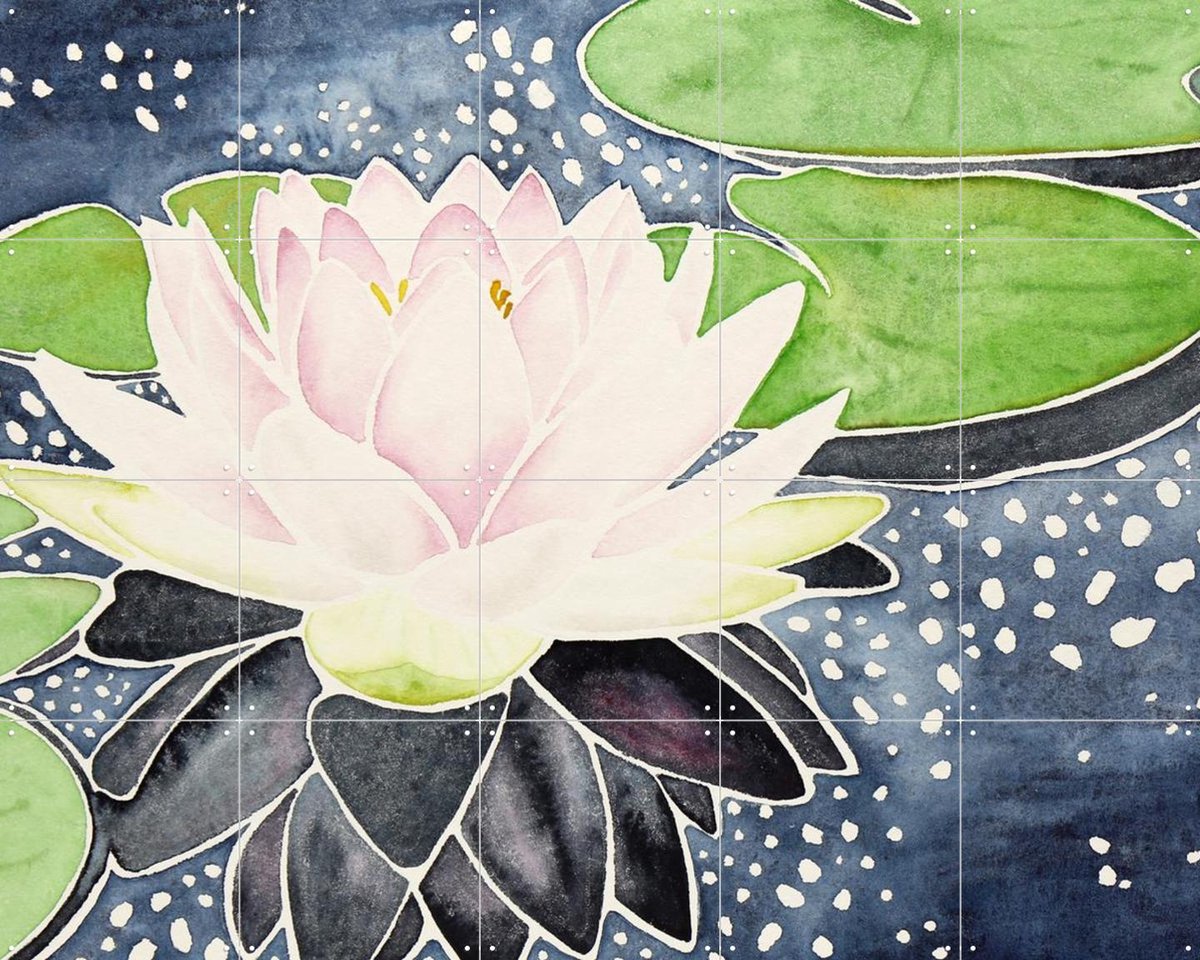 IXXI Pink Lotus Flower in Sparkling Water, Natalie Bruns - 100 x 80 cm - Gratis ophangtool - Grote wanddecoratie en posters - Naturalisme, Aquarel