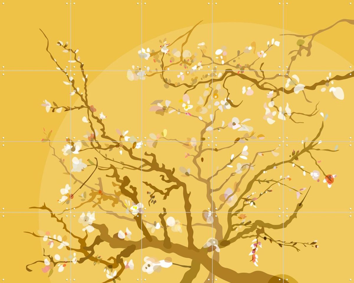 IXXI Almond Blossom Yellow, Wesley van der Heijden & Van Gogh 21st Century - 100 x 80 cm - Gratis ophangtool - Grote wanddecoratie en posters -