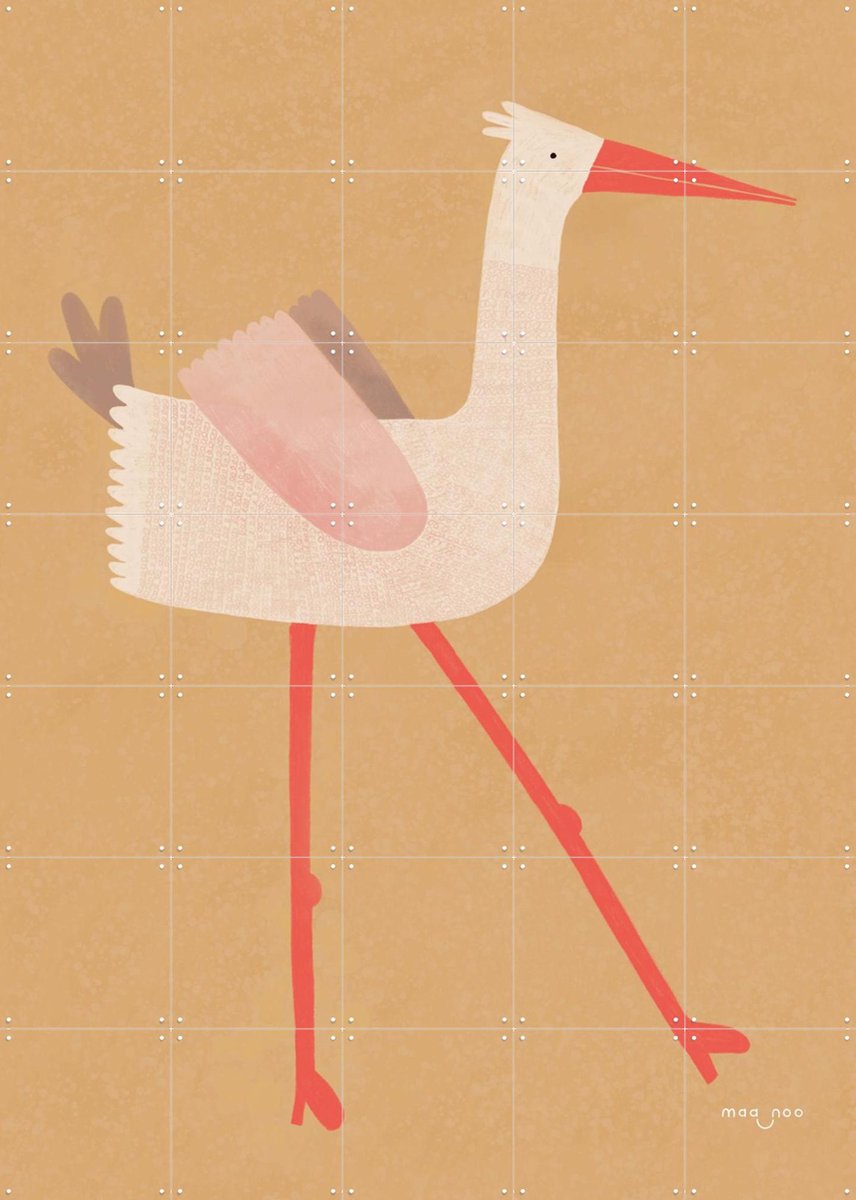 IXXI Funny Little Bird, Maa-noo - 100 x 140 cm - Gratis ophangtool - Grote wanddecoratie en posters - Illustraties, Cartoonesk, Digitale Kunst