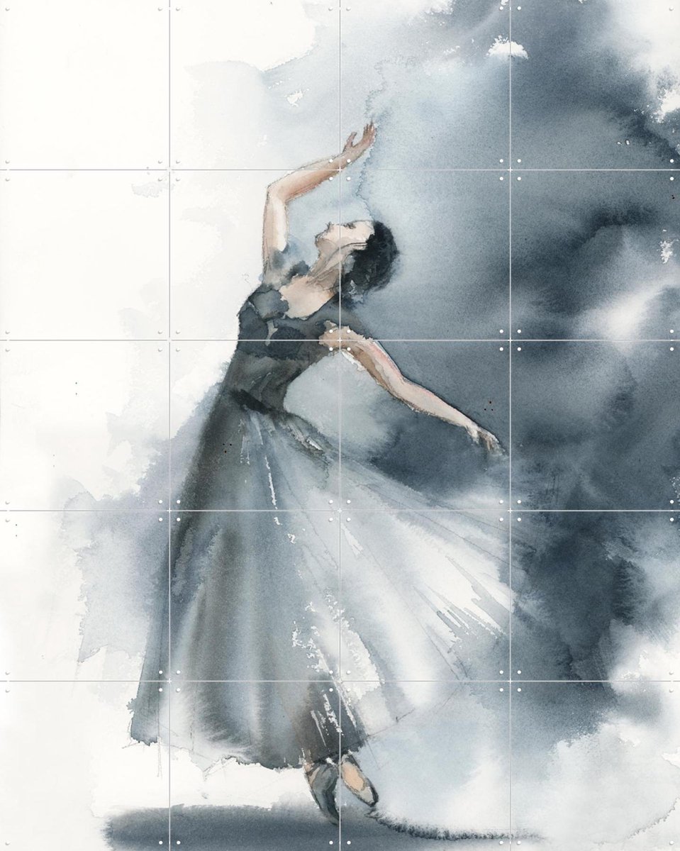 IXXI Ballerina Blue 4, Canot Stop Painting - 80 x 100 cm - Gratis ophangtool - Grote wanddecoratie en posters - Impressionisme, Aquarel, Slaapkamer